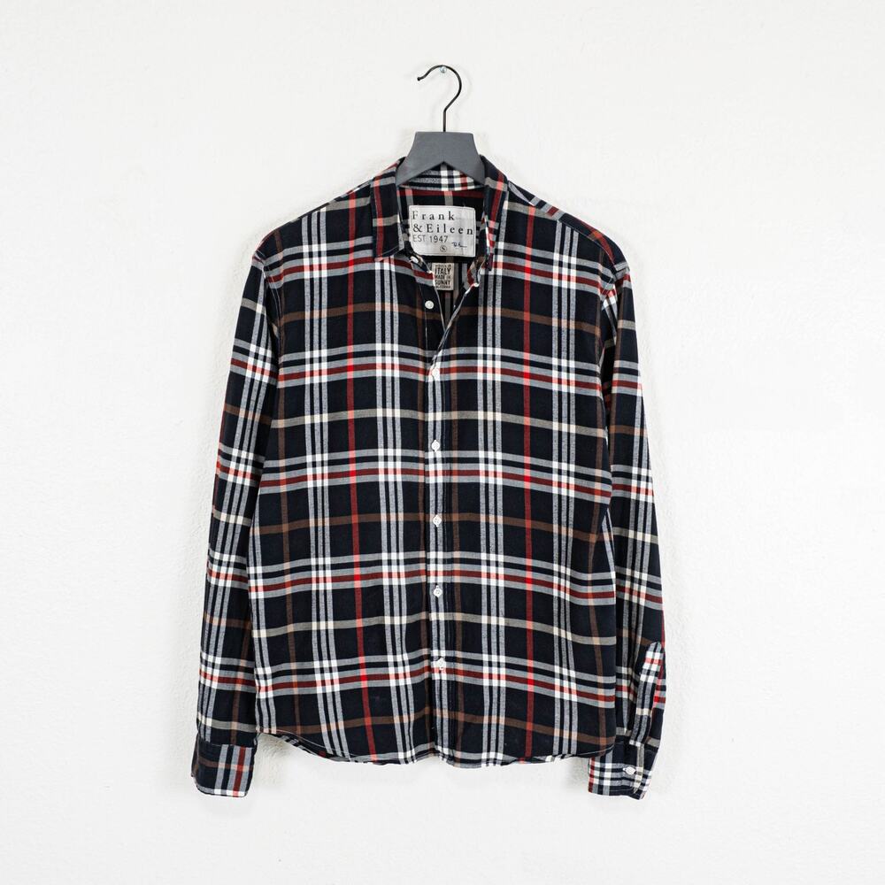 Frank & Eileen Ron Herman Men's PAUL Shirt Black multi plaid Small Made in USA